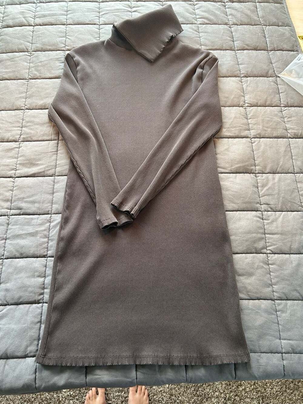 Zara Brown Ribbed Turtleneck Sweater Dress Size M